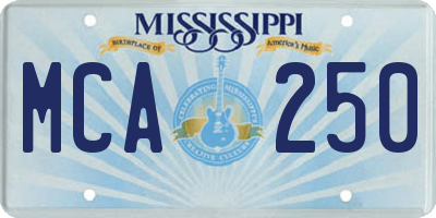MS license plate MCA250