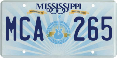 MS license plate MCA265