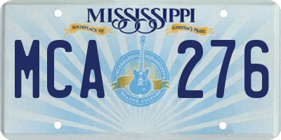 MS license plate MCA276