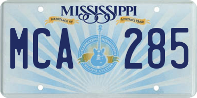 MS license plate MCA285