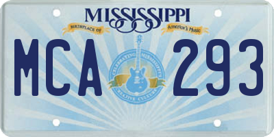 MS license plate MCA293