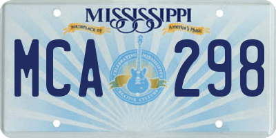 MS license plate MCA298