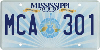 MS license plate MCA301