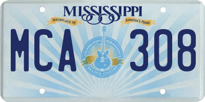 MS license plate MCA308