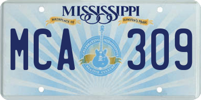 MS license plate MCA309