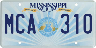 MS license plate MCA310