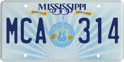 MS license plate MCA314