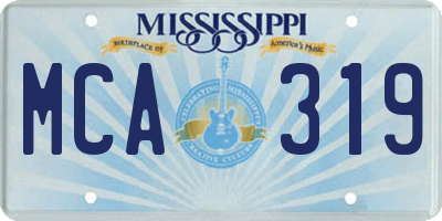 MS license plate MCA319