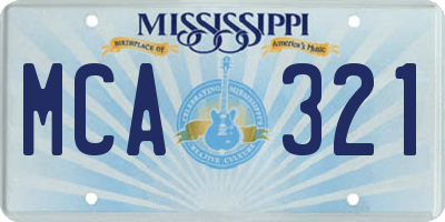 MS license plate MCA321