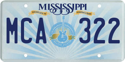 MS license plate MCA322