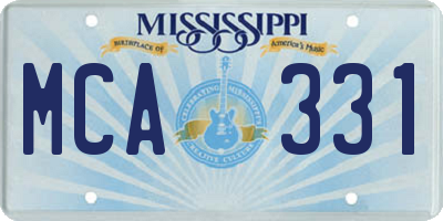 MS license plate MCA331