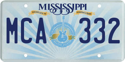 MS license plate MCA332