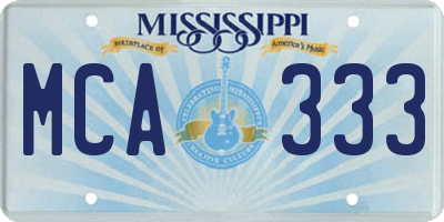 MS license plate MCA333