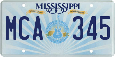 MS license plate MCA345