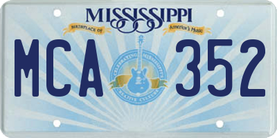 MS license plate MCA352