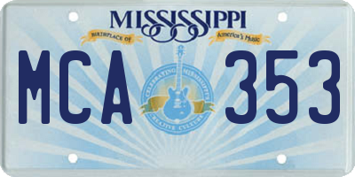 MS license plate MCA353