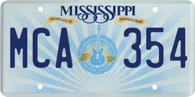 MS license plate MCA354