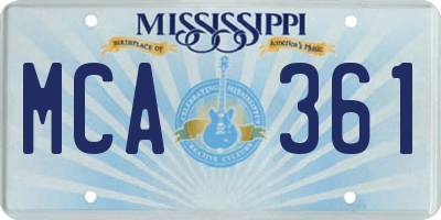 MS license plate MCA361