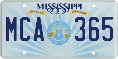 MS license plate MCA365