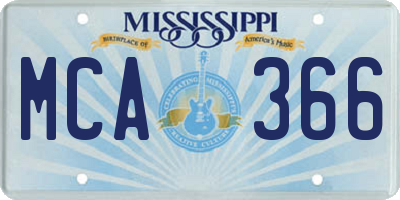 MS license plate MCA366