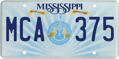 MS license plate MCA375