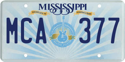 MS license plate MCA377