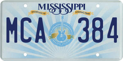 MS license plate MCA384