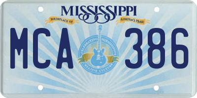 MS license plate MCA386