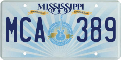 MS license plate MCA389