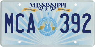 MS license plate MCA392