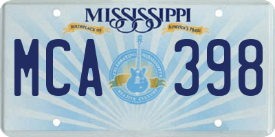 MS license plate MCA398