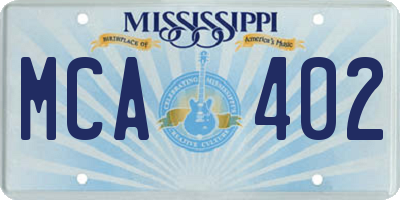 MS license plate MCA402