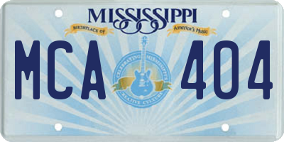 MS license plate MCA404