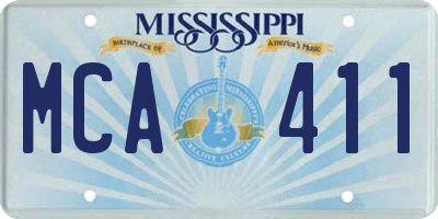 MS license plate MCA411