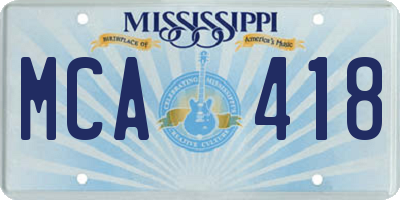 MS license plate MCA418