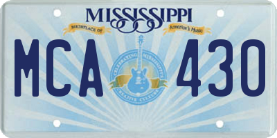 MS license plate MCA430