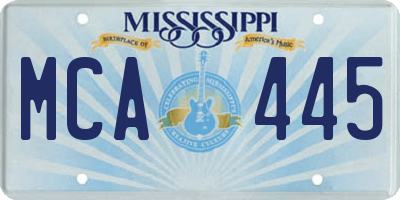 MS license plate MCA445
