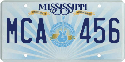 MS license plate MCA456