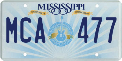 MS license plate MCA477