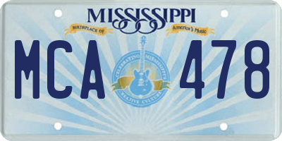 MS license plate MCA478