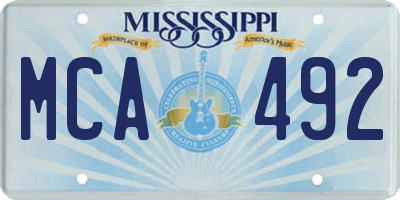 MS license plate MCA492