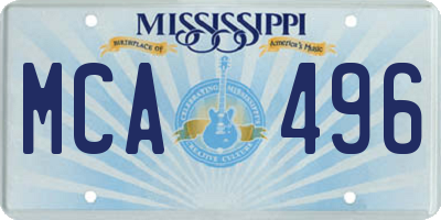 MS license plate MCA496