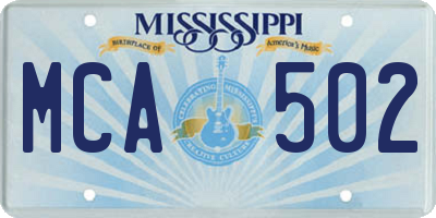 MS license plate MCA502