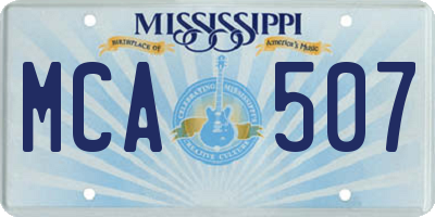 MS license plate MCA507