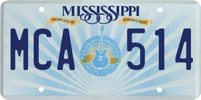 MS license plate MCA514