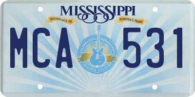 MS license plate MCA531