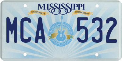 MS license plate MCA532