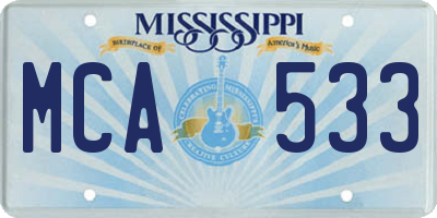 MS license plate MCA533