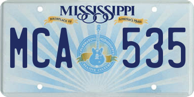 MS license plate MCA535
