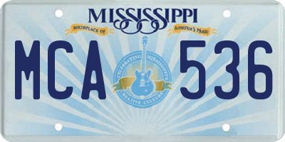 MS license plate MCA536